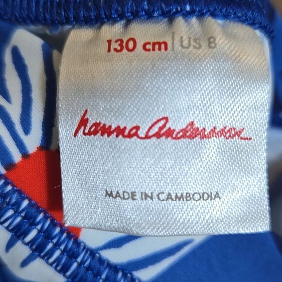 Hanna Andersson Girl's Navy Floral Rash Guard Top Size 8 UPF 50+ Swim Rashguard - Picture 5 of 5